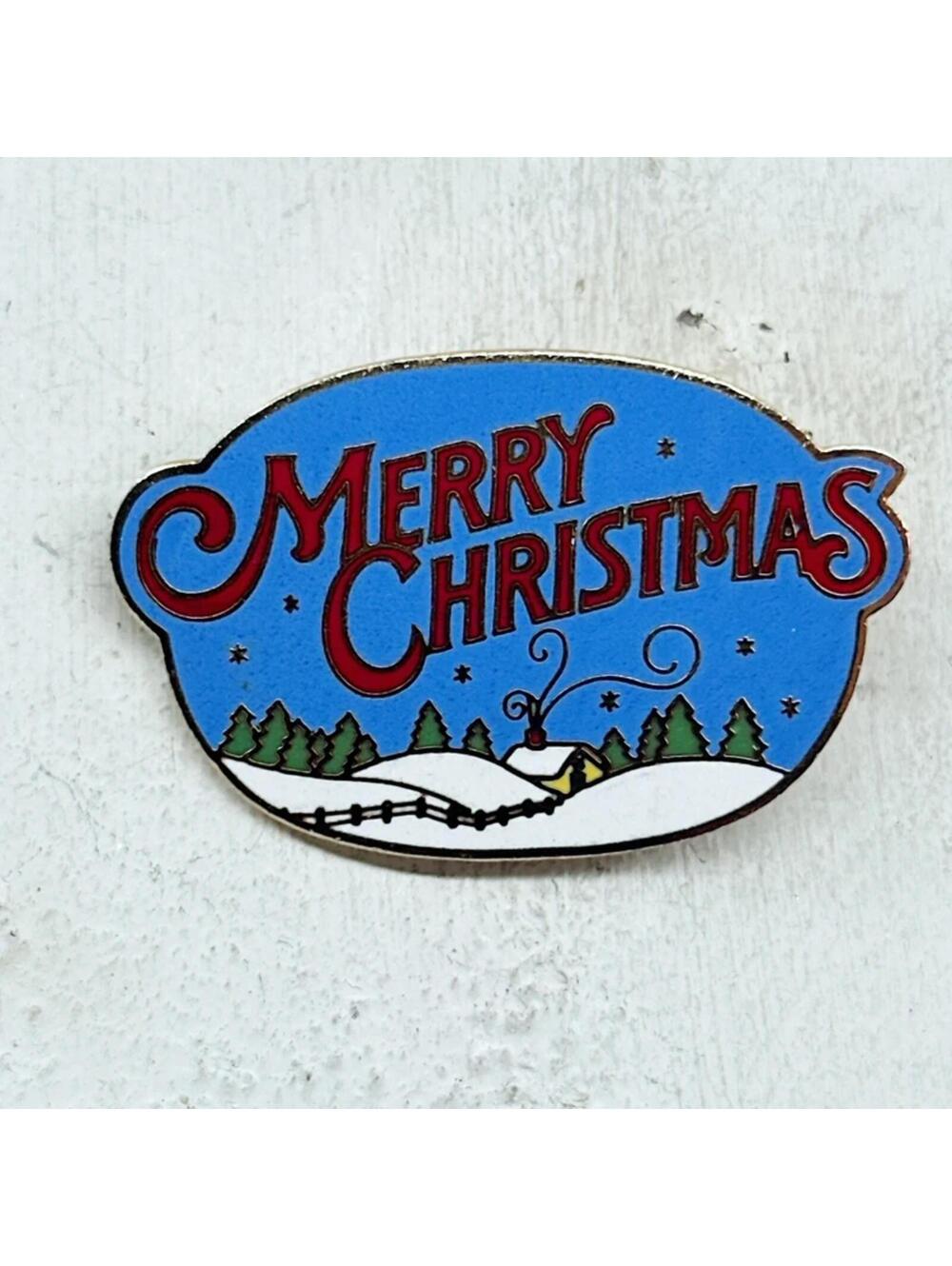 6522gc. Merry Christmas Cloisonne Hallmark Brooch Vintage